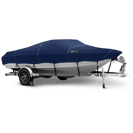 Eevelle Boat Cover FISH & SKI Walk Thru Windshield Inboard Fits 17ft 6in L up to 96in W Navy SFVNWT1796-NVY